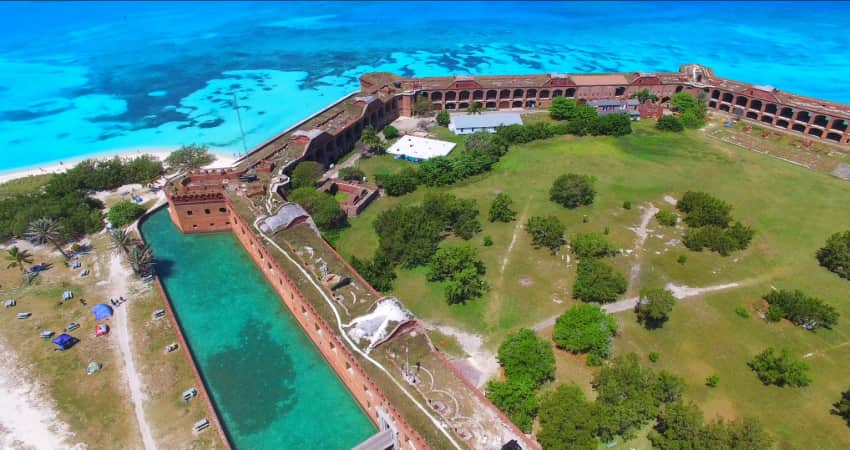 Aerial view of the fort in Dry Tortuga National Park