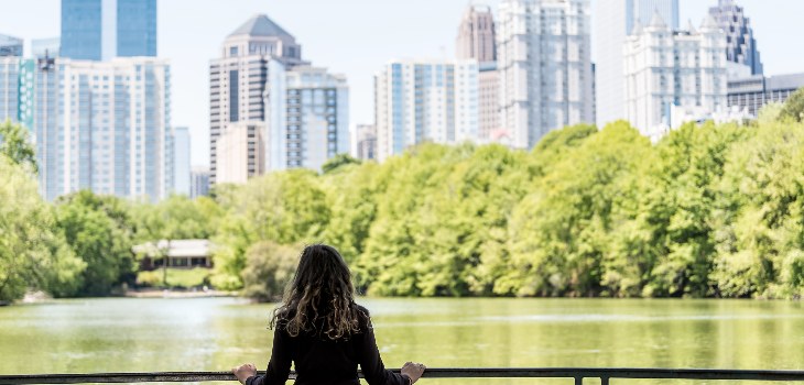 A woman enjoying the scenery at Piedmont Park